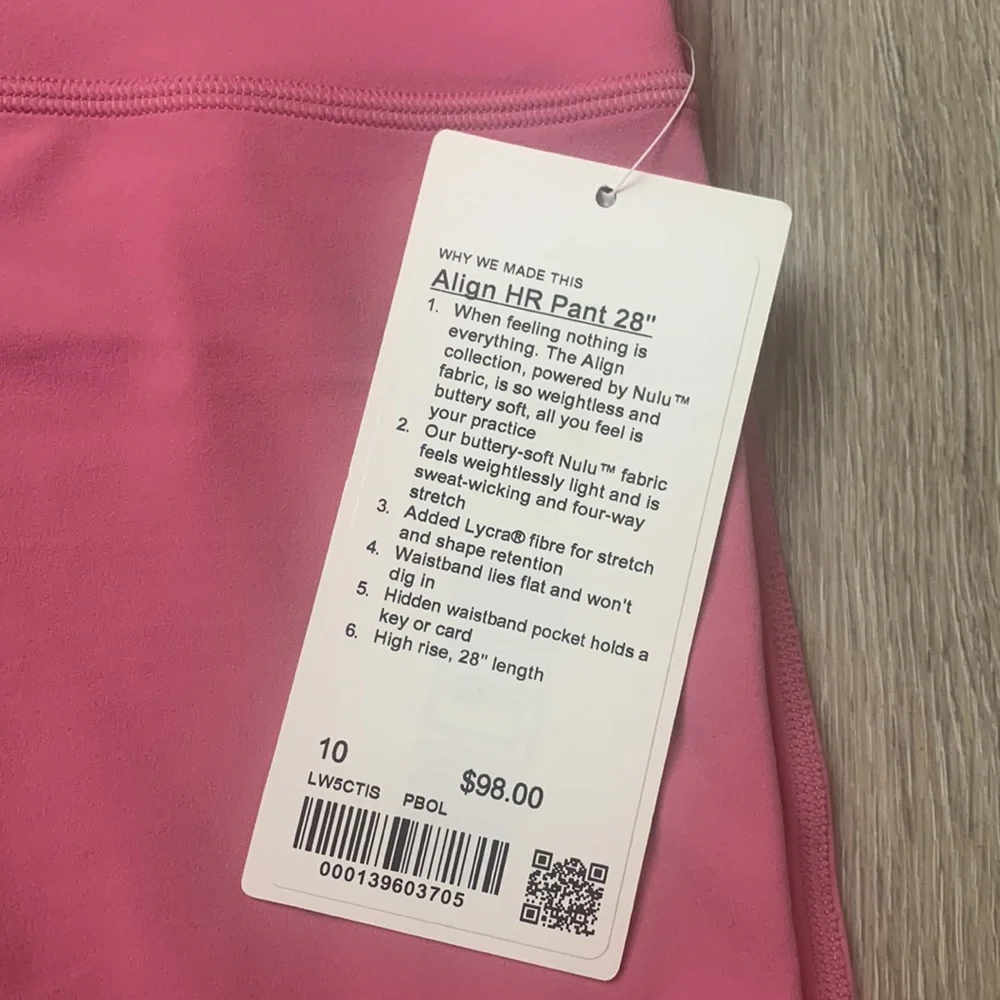 Brand NEW Lululemon high rise align pant 28” Pink Blossom NWT- Final price! - Picture 6 of 8